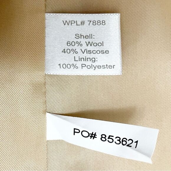 Boston Proper Wool Double Breasted Mid Length Belted Overcoat Camel Tan Size 4 - Picture 9 of 11